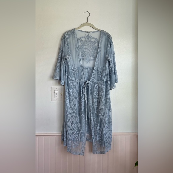 Blue Lace Kimono Jacket Boho Gypsy - Picture 1 of 4